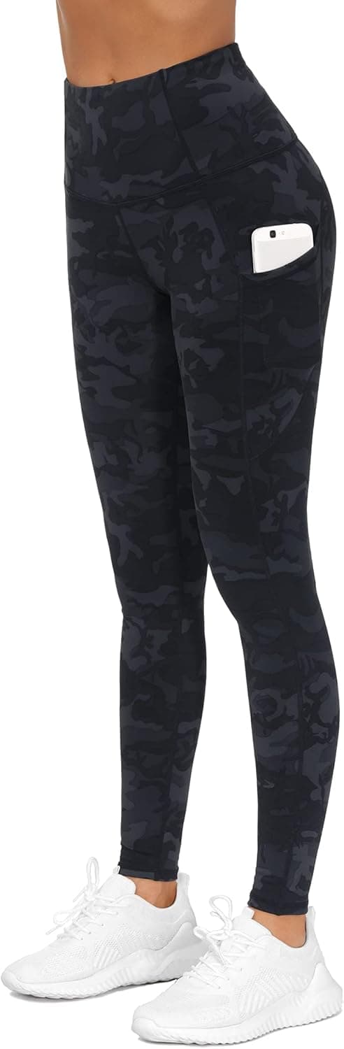 Detalle 2 de THE GYM PEOPLE Thick High Waist Yoga Pants with Pockets (Tummy Control) for Women