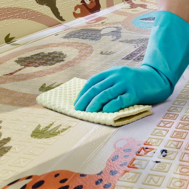 Thumbnail 6 de Paco Home faltbare Spielmatte / Krabbelmatte (180×200 cm), wendbar & abwischbar – Tier-Motiv, bunt