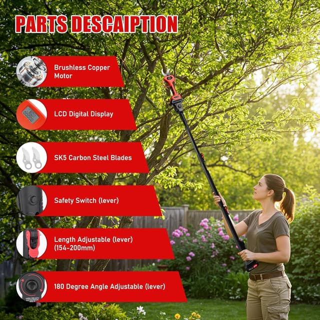 Detalle 2 de NUZEKY forbice potatura batteria 50 mm