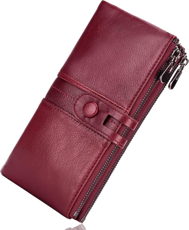 Thumbnail 6 de Roulens genuine leather women’s slim bifold zipper wallet with RFID blocking