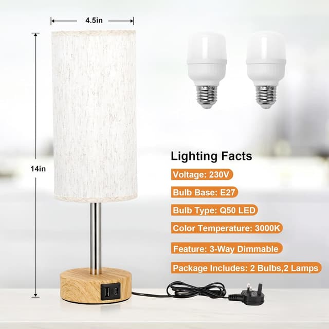 Thumbnail 6 de Aooshine Bedside Lamps set of 2, USB-C ports