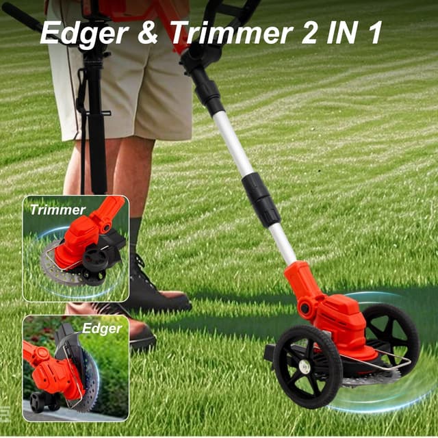 Detalle de OUTIGO Rasaerba/Decespugliatore elettrico a batteria a 21 V con asta telescopica e 3 lame