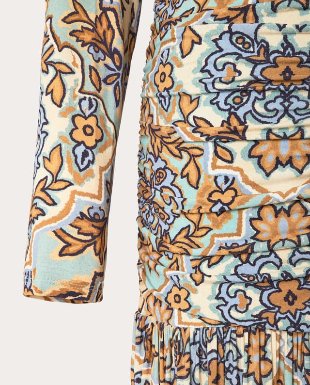 Thumbnail 2 de FARM Rio Vestido largo estampado azul y dorado