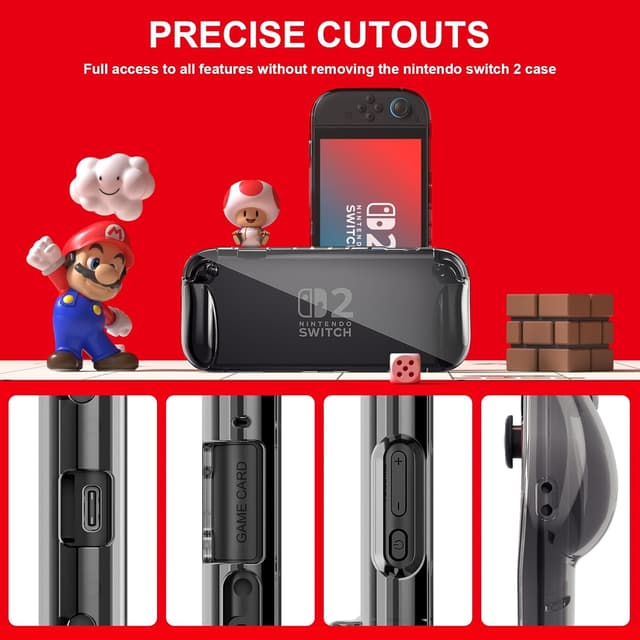 Detalle de Mansiruyi Clear TPU Case for Nintendo Switch 2 (2025) – Transparent Anti-Scratch Protective Cover, Black