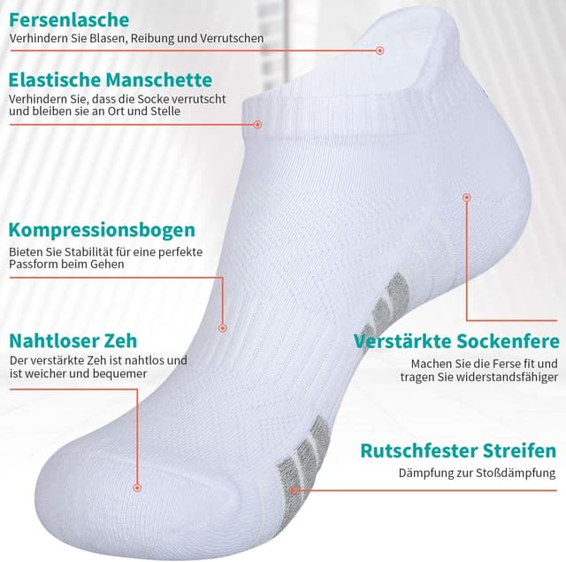 Thumbnail 4 de anqier Sneaker Socken 6 Paar Kurz Gepolstert