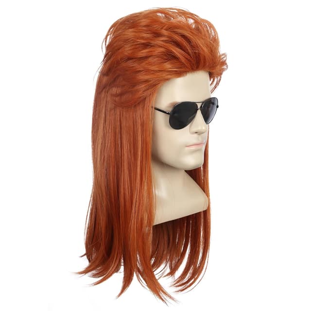 Thumbnail 3 de Yuehong Lange Orange Mullet Perücke 70er80er Jahre Disco Rock