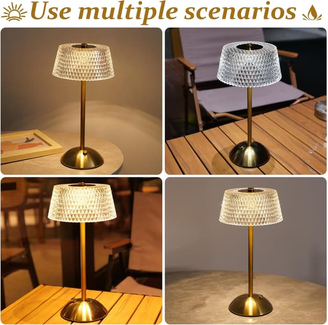 Detalle 2 de Starhot rechargeable cordless touch table lamp with USB-C charging and 3 dimmable modes