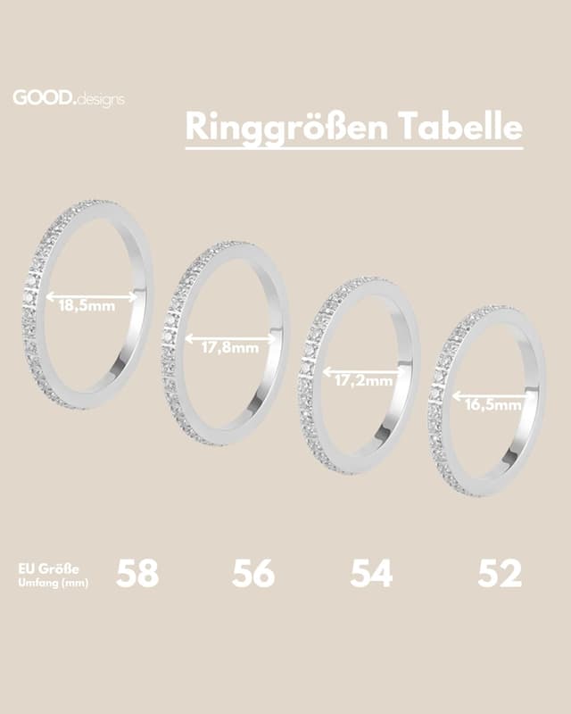 Detalle de GD GOOD.designs anello di zirconia da donna impermeabile, in acciaio con rivestimento oro/argento e taglie EU 52-58