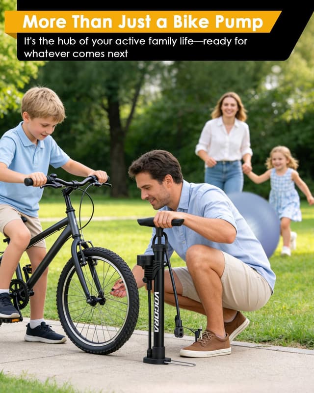 Detalle de VOGORA Bike Pump with Top-Mounted Gauge (ProView) – floor pump for Presta & Schrader