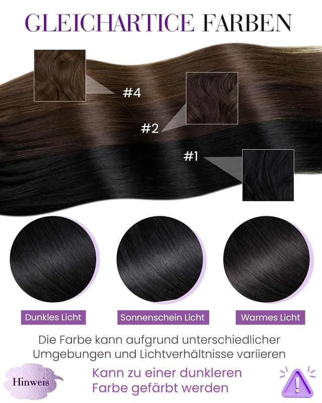 Detalle 1 de LaaVoo Microring Extensions Echthaar Schwarz 40 cm