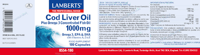 Thumbnail 1 de Lamberts Aceite de Hígado de Bacalao 1000 mg — 180 cápsulas 💊