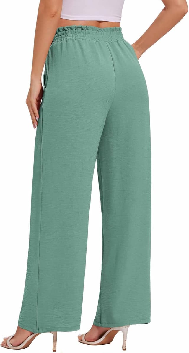 Detalle de Neineiwu Palazzo-Hose für Damen: High-Waist Wide Leg mit Taschen