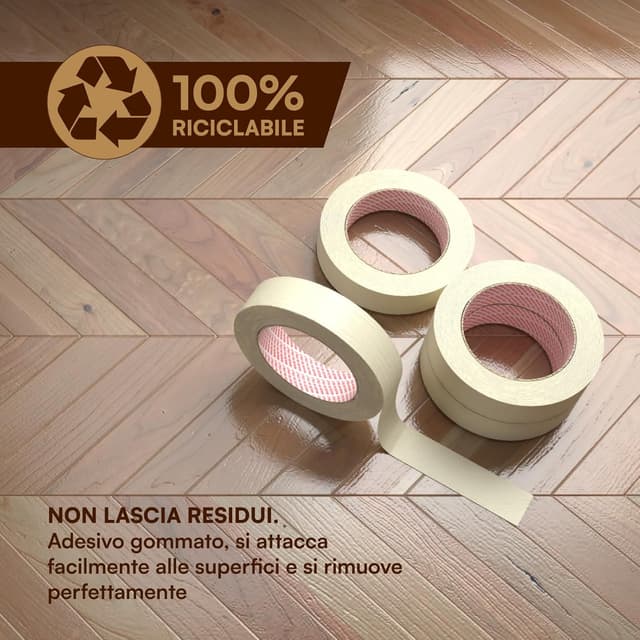 Detalle de DNK TRADE Nastro di carta gommata per imbianchini 25 mm x 50 m (12 rotoli) riciclabile