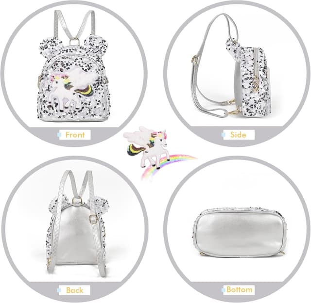 Detalle 1 de Gladdon Mini Backpack Purse for Teen Girls – Kawaii Glitter Unicorn Crossbody Bag