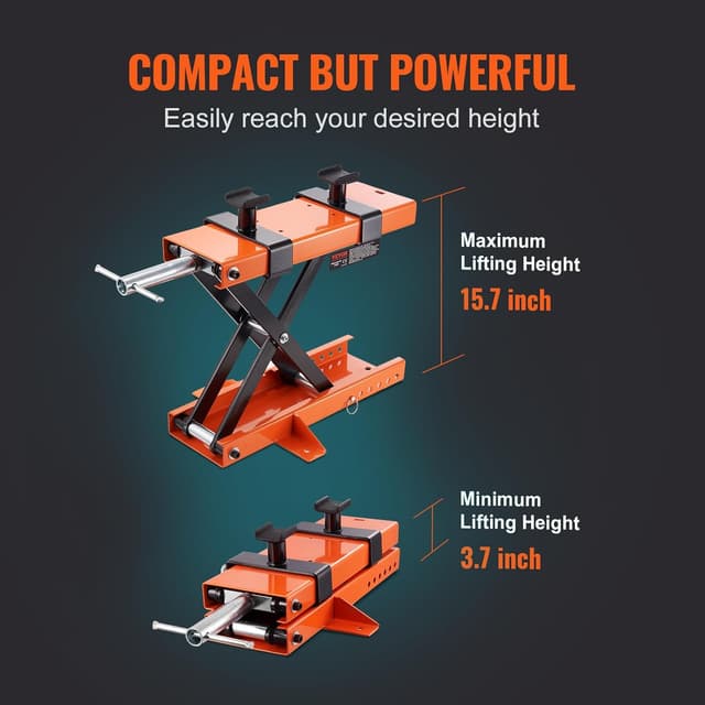 Detalle 2 de VEVOR Ponte sollevatore idraulico a forbice per moto (max 500 kg), altezza regolabile 8,9–33,8 cm