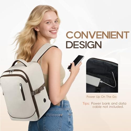 Detalle 2 de Yankony Mochila de viaje de cabina 45x36x20 (30 L) con bolsillo antirrobo, beige