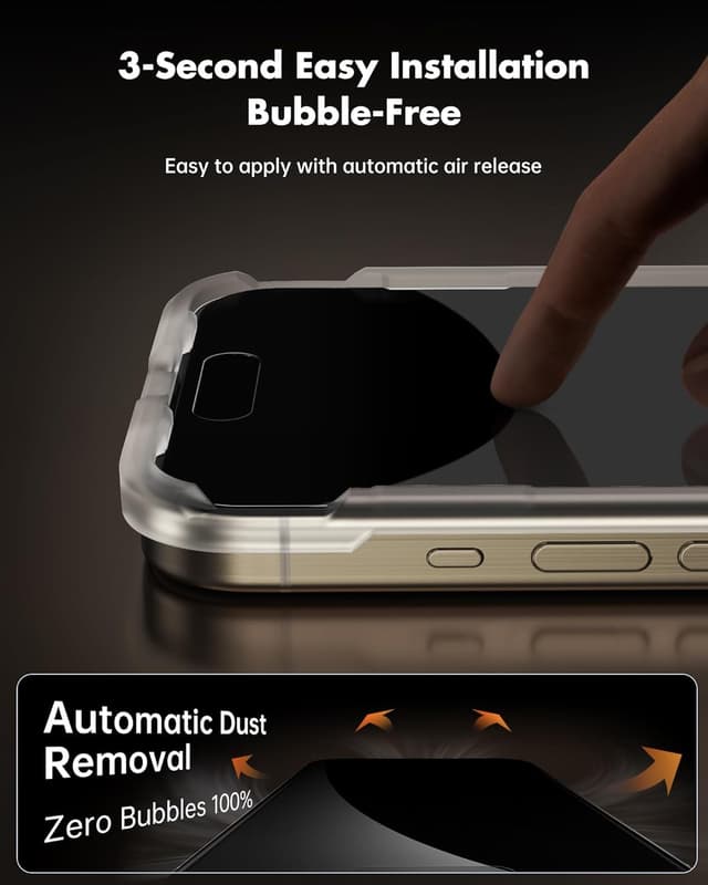 Detalle 2 de UNBREAKcable True 28° Privacy Screen Protector for iPhone 15 Pro Max (Tempered Glass, 2-Pack)