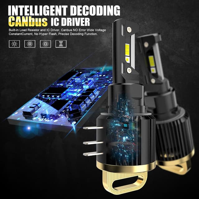 Detalle de D-Lumina Lampadina LED H15 Canbus 130W 26.000lm kit conversione auto 6500K (2 pezzi) con chip Seoul CSP