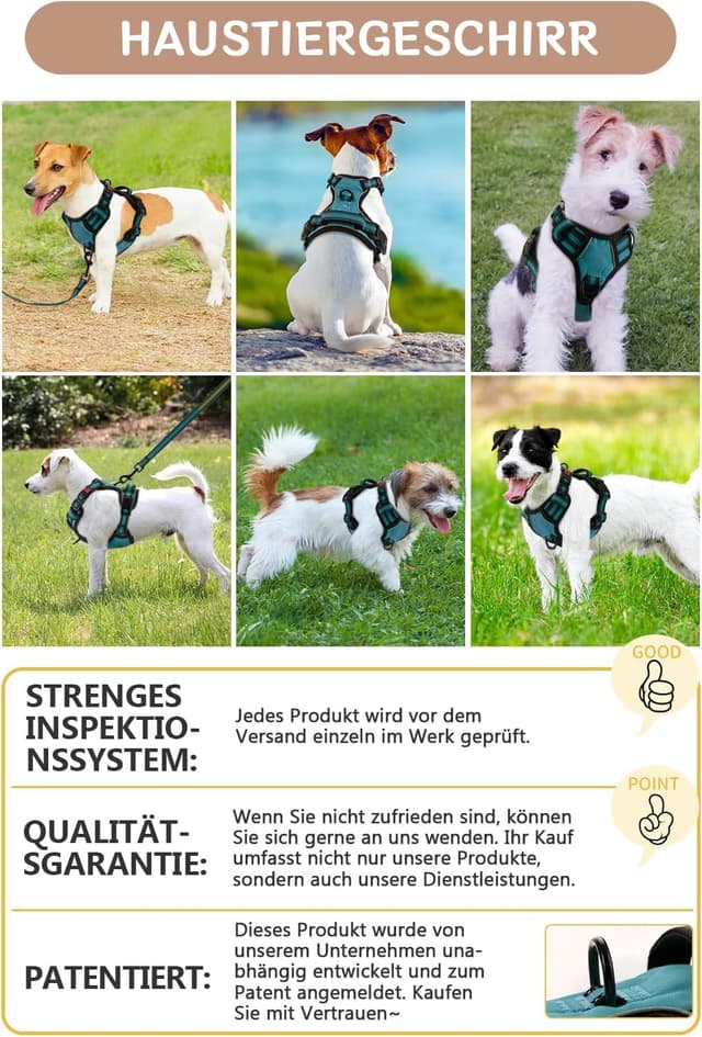 Thumbnail 6 de BaoCheng Hundegeschirr Anti-Zug mit reflektierenden Elementen, Mesh-Rückenteil und 3 Schnallen (Größe M)