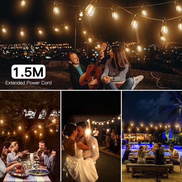 Thumbnail 6 de GlobaLink catena luminosa da esterno LED collegabile S14 con 15+1 lampadine infrangibili IP65, bianco caldo