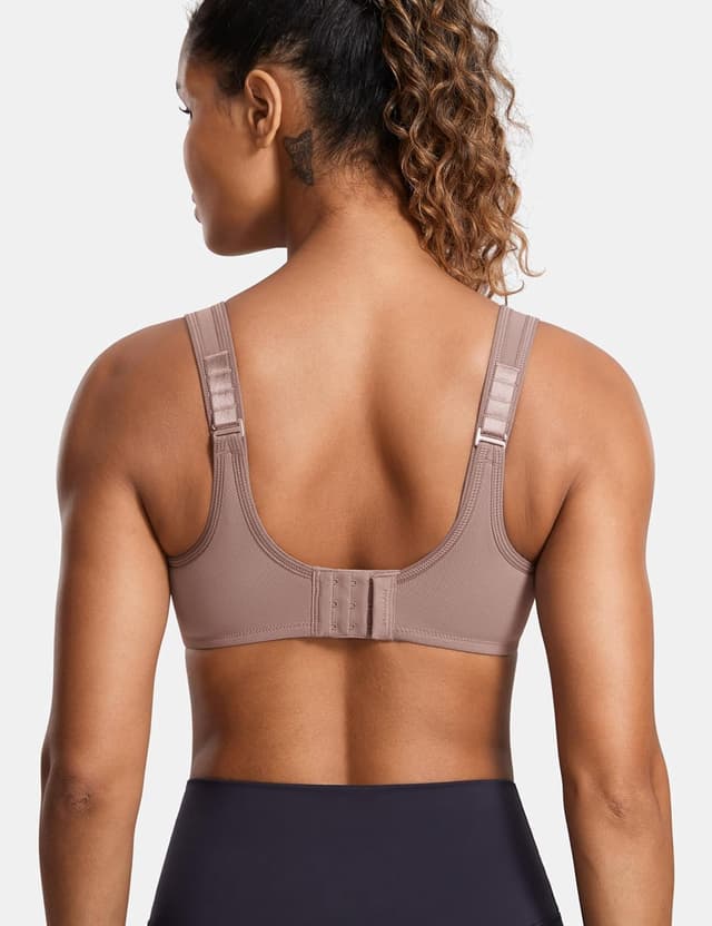 Detalle de SYROKAN Women’s Max Control Solid High Impact Plus Size Underwire Sports Bra (for Large Breasts)