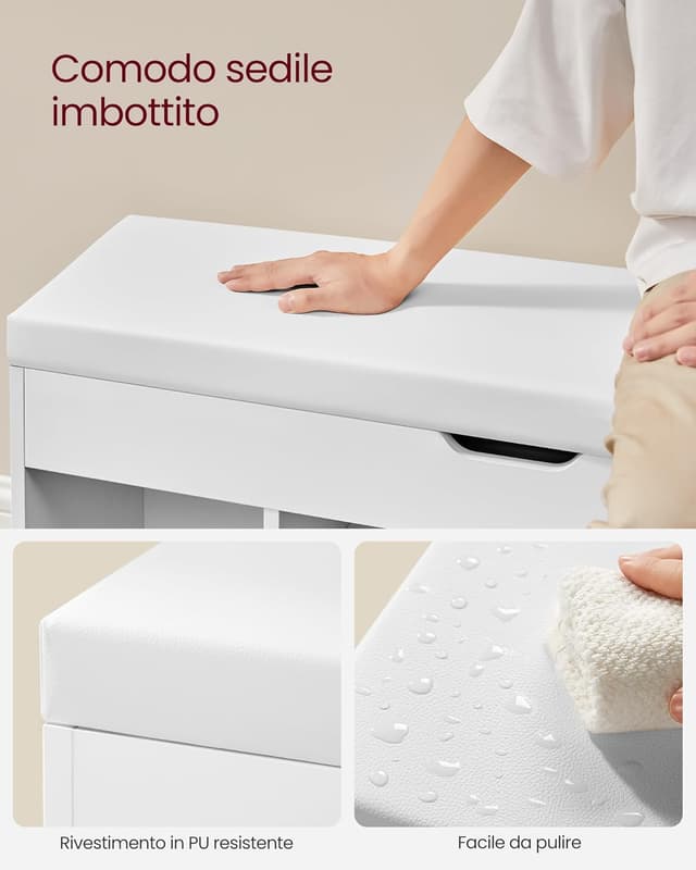 Detalle de VASAGLE LHS130W14 scarpiera panca, 136 kg