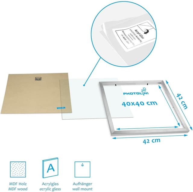 Detalle de PHOTOLINI Bilderrahmen 40x40 Silber 3er Set