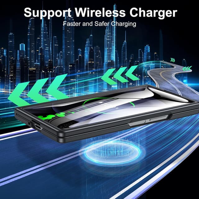 Detalle de Kaiiecal Slim Hinge Stand Case with Screen Protector for Samsung Galaxy Z Fold6 (Black)