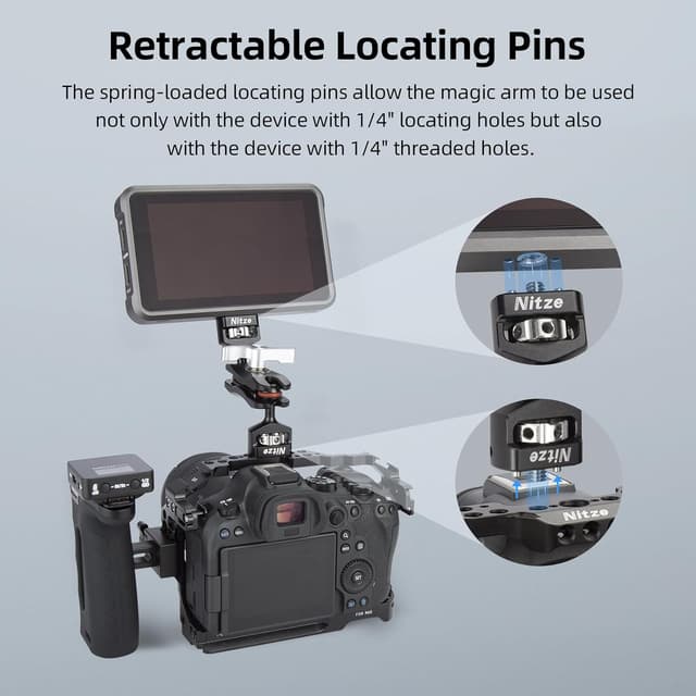 Detalle de Nitze N50-G1 Magic Arm mit doppelten Kugelköpfen (1/4" Schraube) für Monitor, LED, Mikrofon & Action Cam