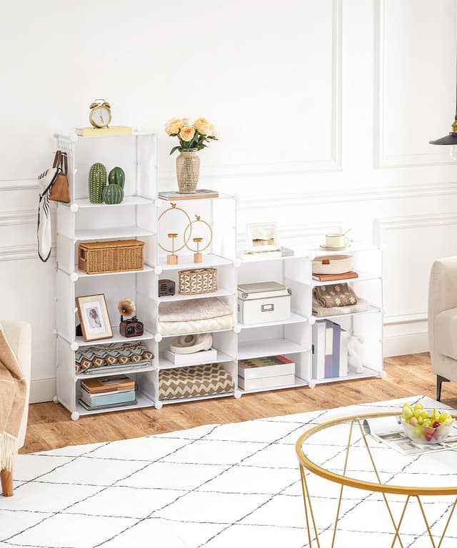 Detalle de HOOBRO EWT38SC01G1 Scarpiera componibile in plastica con 12 scomparti e sportelli