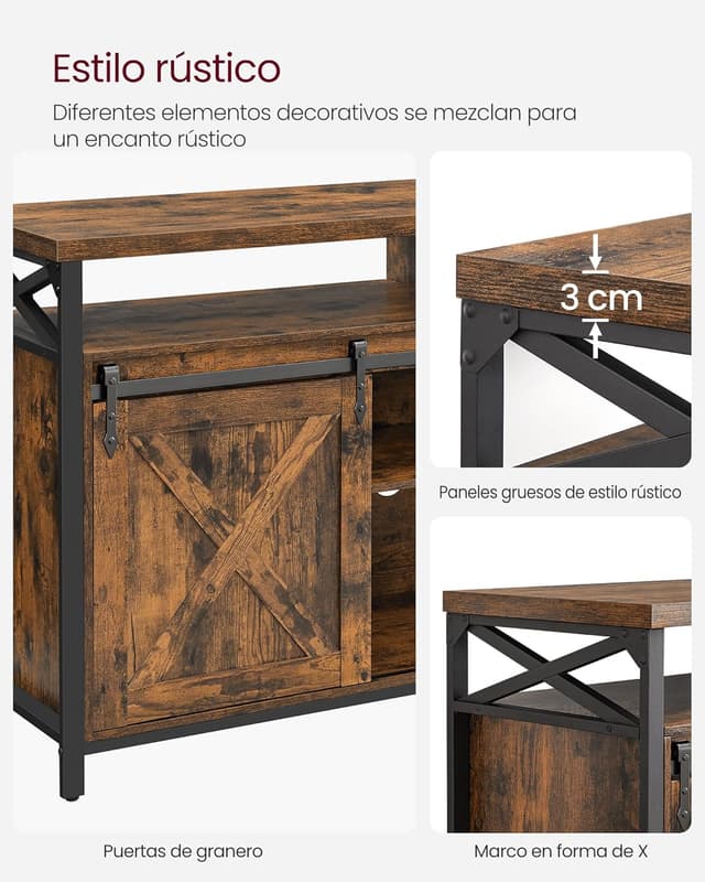 Thumbnail 7 de VASAGLE LTV071B01V1: Mueble TV Rústico con Estantes y Puertas 🚪