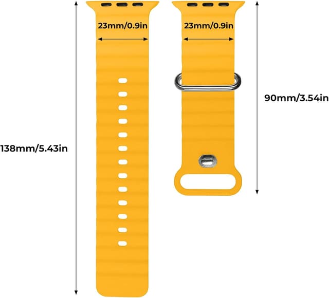 Detalle 2 de HdanMole Silicone Ocean Strap for Apple Watch Ultra & Series (Yellow) – water-sport style band