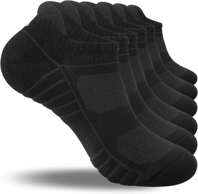Detalle de Coskefy Thick Cushion Ankle Anti-Blister Running Socks (6 Pairs) – Cotton Trainer Sports Socks