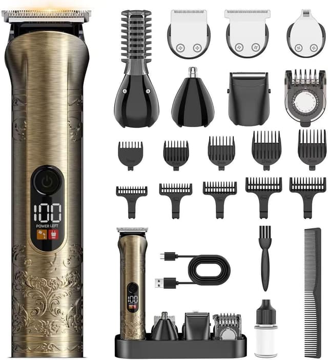 Detalle de Haarschneidemaschine Profi Herren 17-in-1 Set inkl. Barttrimmer, LCD-Anzeige und Zero Gapped Präzisionstrimmer (USB-C)
