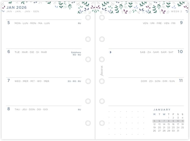 Detalle 2 de Filofax Recharge agenda 2026 de poche semainier Garden 26-68292