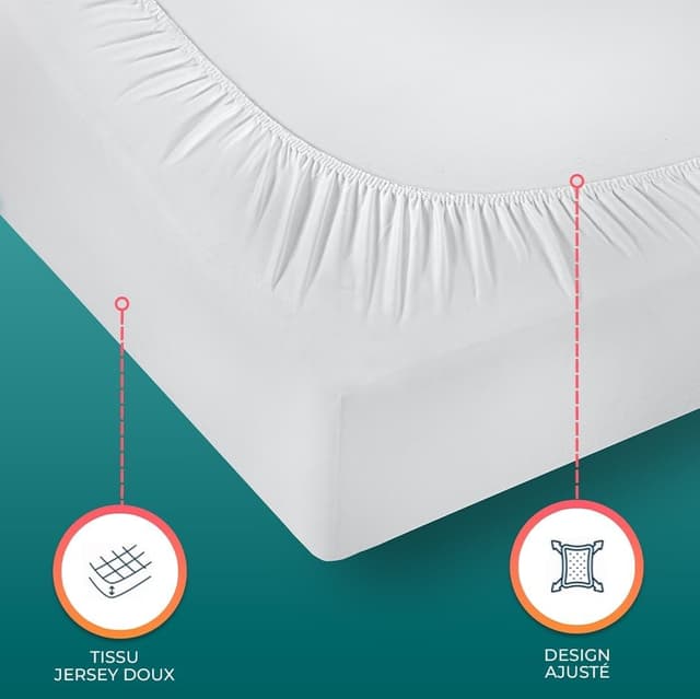 Detalle 2 de Utopia Bedding Protège-matelas imperméable 70 x 140 cm (pour matelas jusqu’à 15 cm) en jersey doux – Blanc