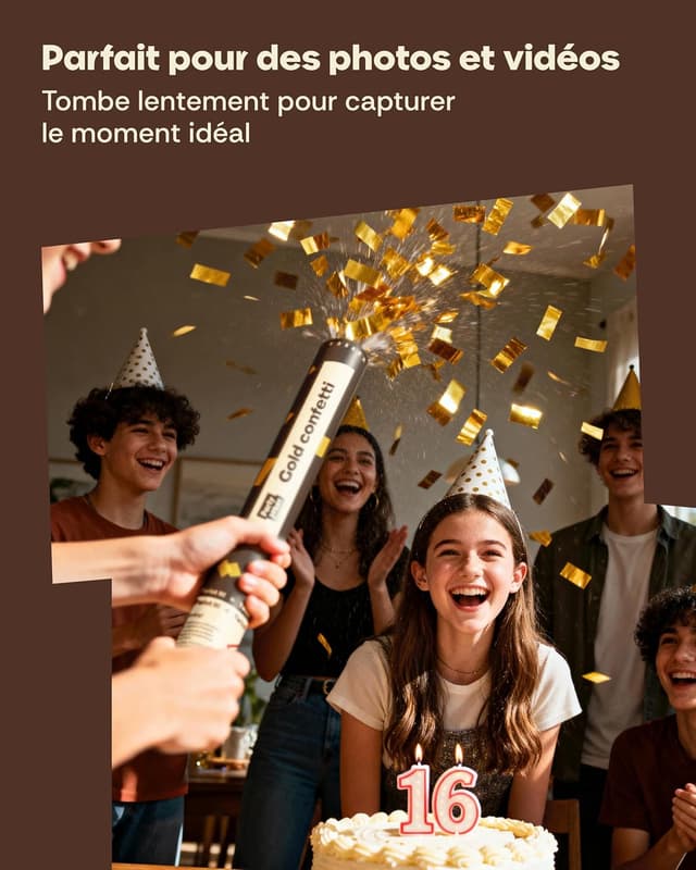 Thumbnail 6 de Partyjoker 10 Canons à Confettis Dorés