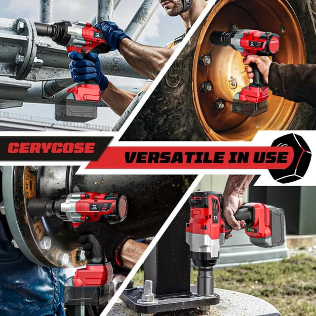 Thumbnail 6 de Cerycose 3/4 in Cordless Impact Wrench (Milwaukee 18V Compatible) 1850 ft-lbs Brushless, Bare Tool Only