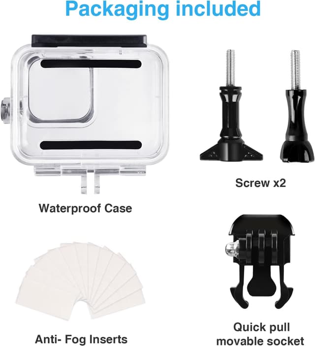 Detalle de REDTRON wasserdichtes Gehäuse für GoPro Hero 8 bis 60 m inkl. Schnellmontage & Anti-Fog-Einsätzen