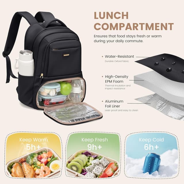 Detalle de GOLF SUPAGS Lunch Rucksack mit 16-Zoll-Laptopfach und isolierter Kühltasche (Lunch Rucksack, 47 x 32 x 14,5 cm)