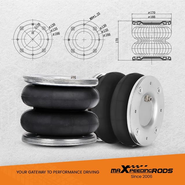 Detalle 2 de maXpeedingrods sospensione pneumatica ad aria con kit borsa e pompa per Ford Transit 2001-2020 (posteriori gemellate)