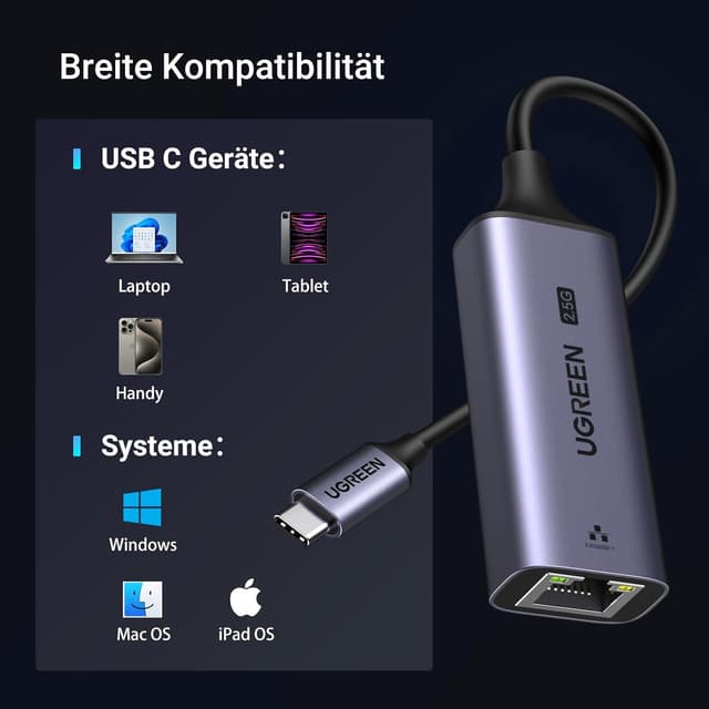 Thumbnail 3 de UGREEN 2.5G USB‑C LAN Adapter 2500Mbps Ethernet
