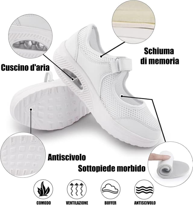 Detalle 1 de Git-up Scarpe da passeggio da donna in mesh traspirante con chiusura regolabile e soletta ammortizzante