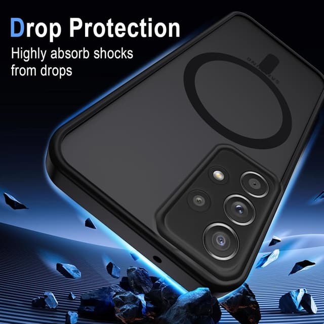 Detalle de Coque XTCASE pour Samsung Galaxy A53 5G magnétique compatible MagSafe – étui mat translucide anti-rayures, bumper TPU antichoc (noir)