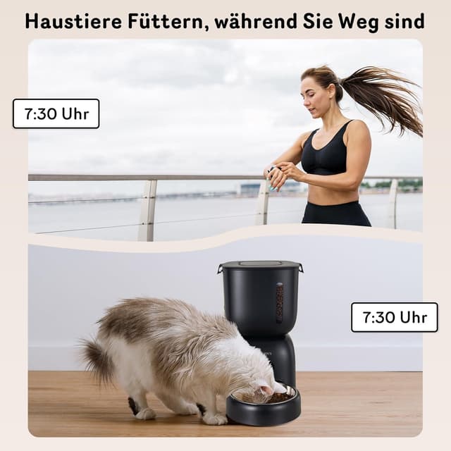 Detalle 1 de Sarpaws Futterautomat Katze & Trinkbrunnen FW1 mit Timer und programmierbarer Portionskontrolle (3 L)