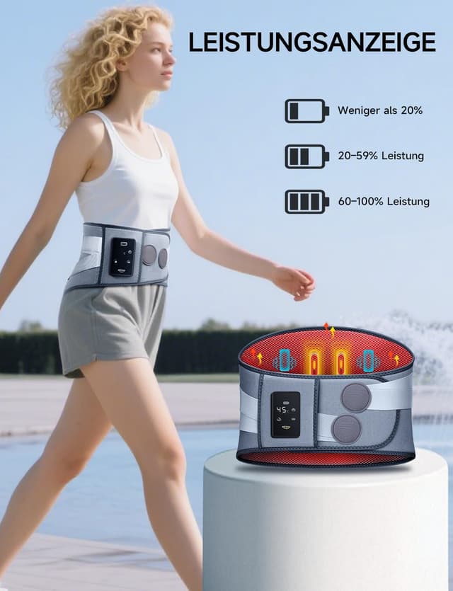 Thumbnail 6 de ALLJOY 170 cm Wärmegürtel für den Rücken mit Heizkissen, kabellosem Massagegerät (5 Vibrationsmodi, 3 Wärmestufen, 5000 mAh)