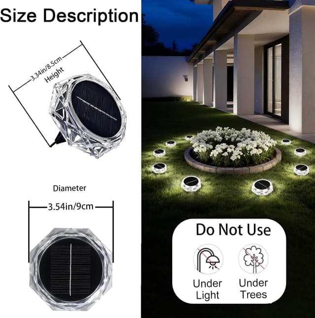 Thumbnail 6 de Hqynss solar ground lights outdoor (6-pack) with IP65 protection and 8 LEDs – cool white