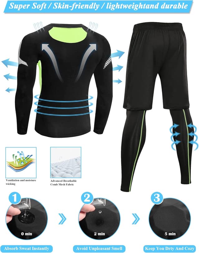 Detalle 2 de Ensemble compression homme Terecey (3 pièces) : t-shirt manches longues + legging + shorts de sport