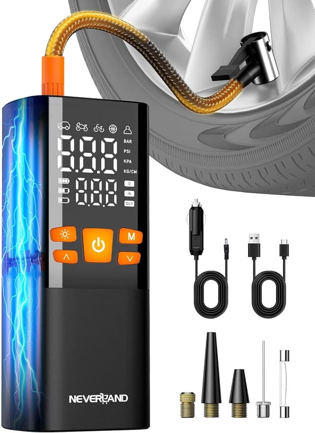 Detalle de NEVERLAND elektrische Fahrradpumpe 150 PSI