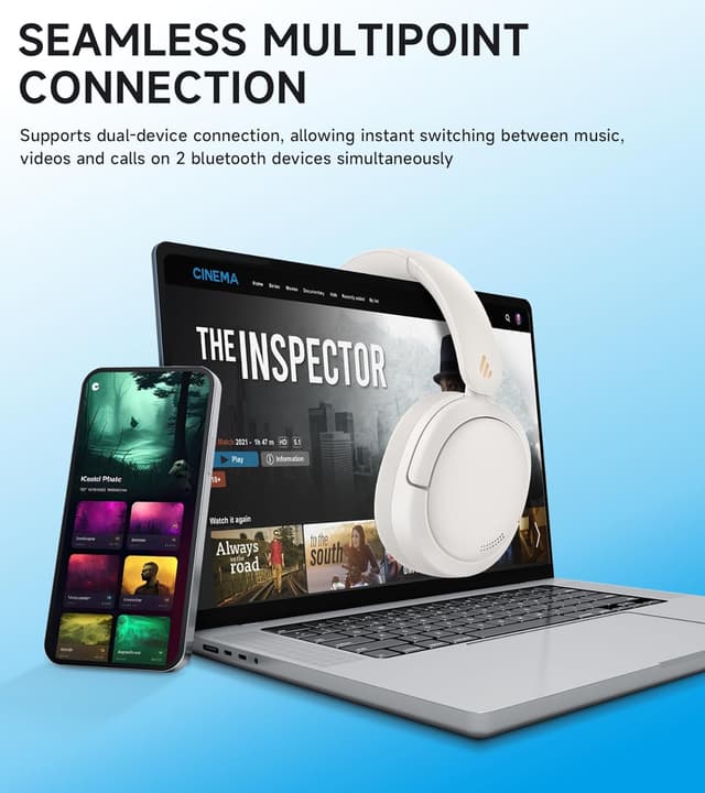 Detalle de Edifier W800BT Pro Hybrid Active Noise Cancelling Wireless Headphones (Ivory) – Up to 45h battery